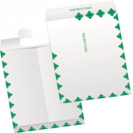 12X15.5 14# Tyvek Flat Zip Stick Green First Class Catalog Open End Envelop