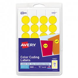 AVE-5462 3/4 Inch  Yellow Round Color Coding Label 24each/sheet 42sheet/pac