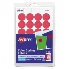 AVE-5466 3/4 Inch Red Round Color Coding Label 24each/sheet 42sheet/package