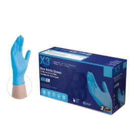 XX NX3 X-Large Navy Blue Ammex X3 Industrial 3 Mil Nitrile Glove, 100 Each/