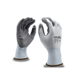 3716 Medium 13-Gauge White With Gray Polyurethane Palm & Blue Elastic Wrist