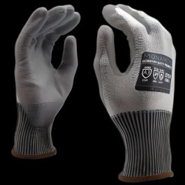 3716 X-Large 13-Gauge White With Gray Polyurethane Palm & Blue Elastic Wris