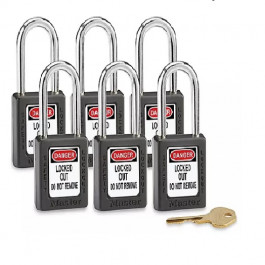 M19406KABLK Black 1/4" Shackle Lock Keyed Alike