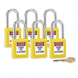 M19406KAYLW Yellow 1/4"shackle Lock Keyed Alike