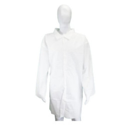 MPLCLG Large Vended White Microporous Disposable Lab Coat With 4-snap Front