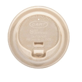 LK316FBR 10-24oz  Tan Dart Paper Hot Cup Reclosable Lid Compostable Fiber,