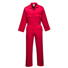 S999 Portwest Euro Work Large Long Sleeve Red Polycotton Coverall 40+ Upf R